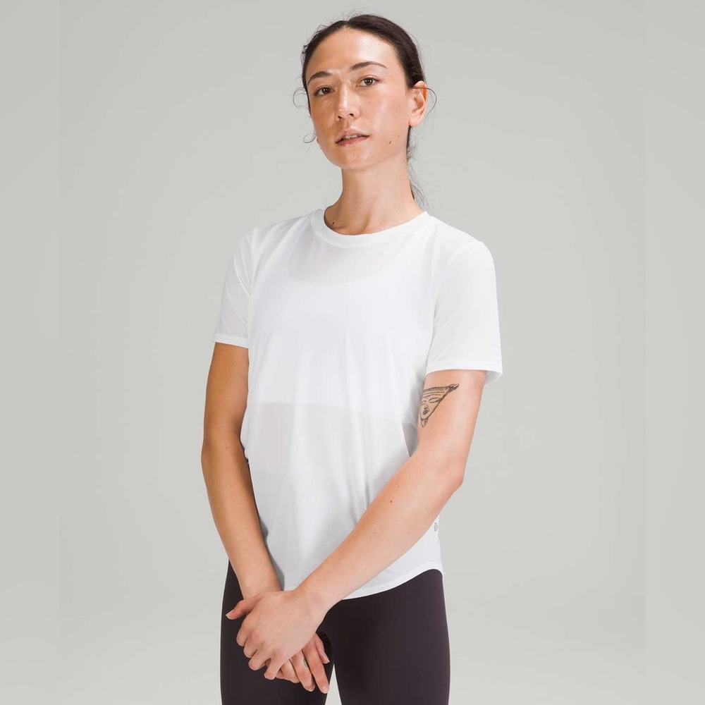 Lululemon High Neck Running and Training T-Shirt White